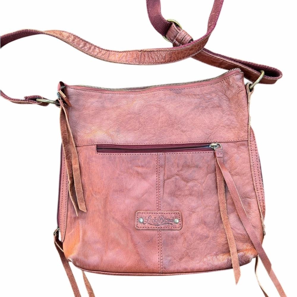 Lucky Brand Distressed  Brown Leather Crossbody Bag